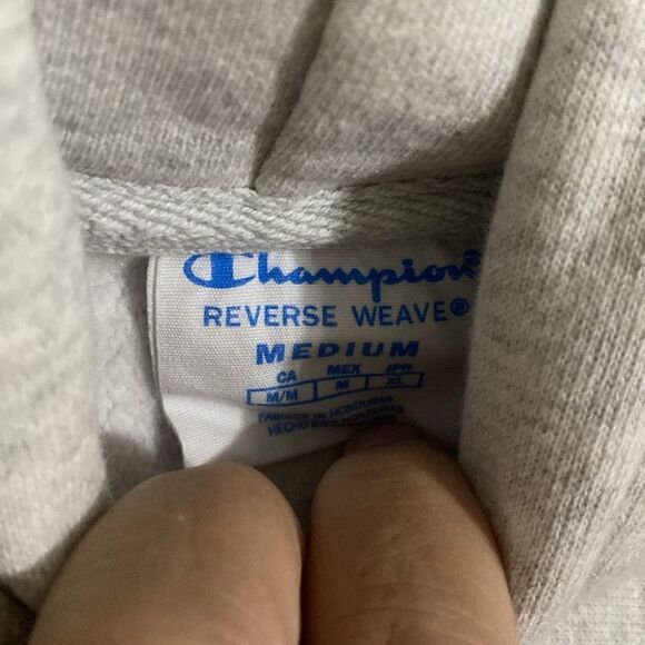 CHAMPION Light Gray Reverse Weave Super Thick Hoodie Size M - Picture 4 of 5